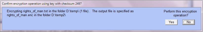 confirmation of encryption operation