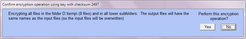 Confirmation for encryption of files in all subfolders