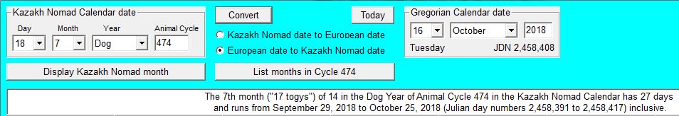Kazakh Nomad Calendar